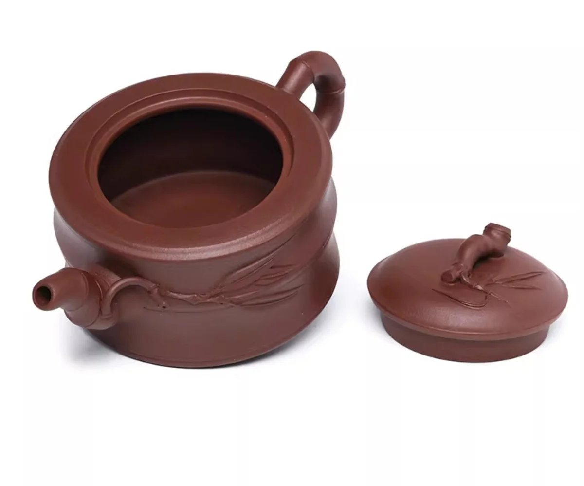 宜兴紫砂壶纯手工贴竹叶茶壶泡茶家用紫泥紫砂茶具套装一品竹段壶 详情图 20