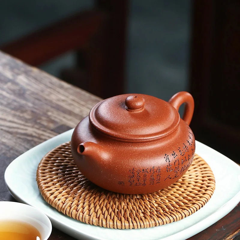 宜兴紫砂壶纯手工小茶壶刻绘降坡泥小容量仿古壶茶壶泡茶家用单壶 - 5