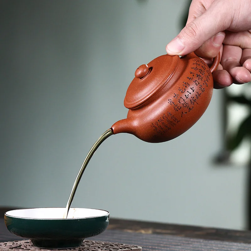 宜兴紫砂壶纯手工小茶壶刻绘降坡泥小容量仿古壶茶壶泡茶家用单壶 - 6