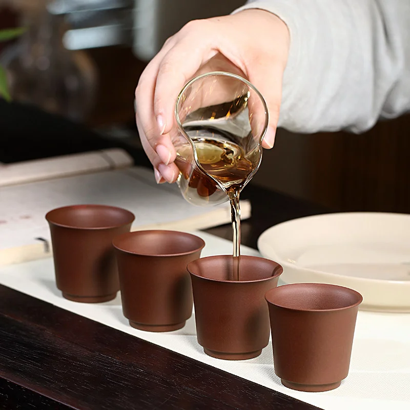 紫砂功夫茶杯个人专用主人杯原矿紫泥手工茶盏茶碗茶道闻香品茗杯 - 6