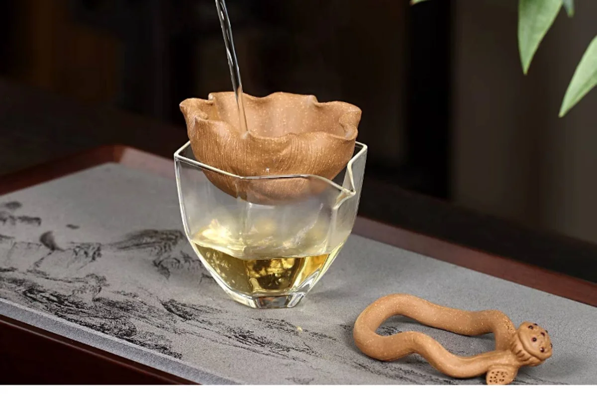 紫砂茶漏茶具配件泡茶神器茶叶过滤器创意手工茶滤茶隔一体茶漏架 详情图 9