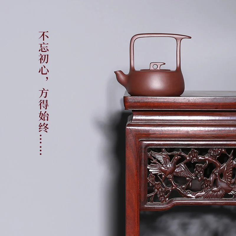 藏壶天下宜兴原矿老紫泥全手工名家紫砂壶茶壶茶具雨露星空提梁壶 - 5