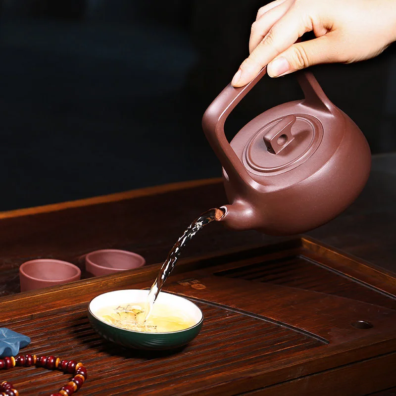 藏壶天下宜兴原矿老紫泥全手工名家紫砂壶茶壶茶具雨露星空提梁壶 - 6