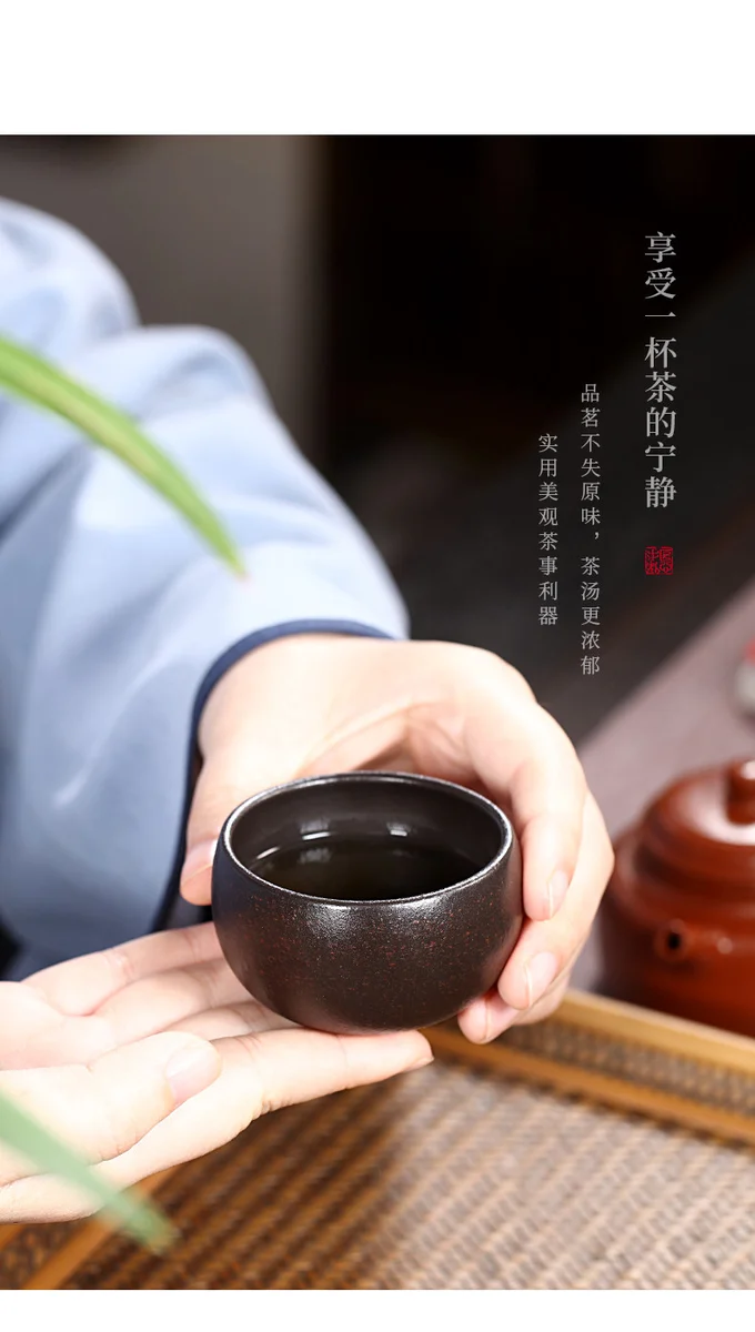 个人专用主人杯纯手工紫砂杯茶杯闻香杯品茗杯小口杯黑金砂小杯 详情图 12