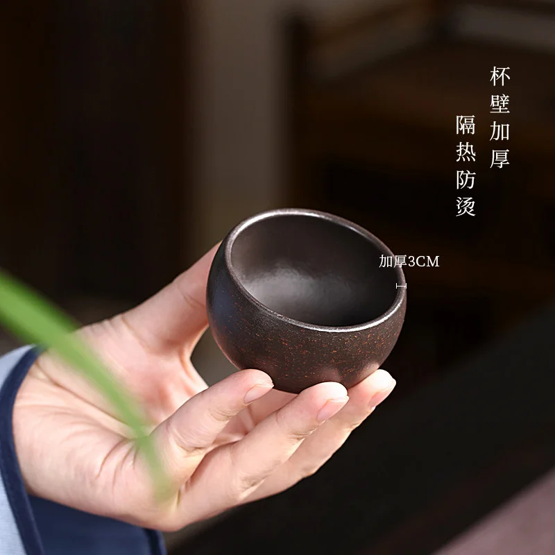 个人专用主人杯纯手工紫砂杯茶杯闻香杯品茗杯小口杯黑金砂小杯 - 4