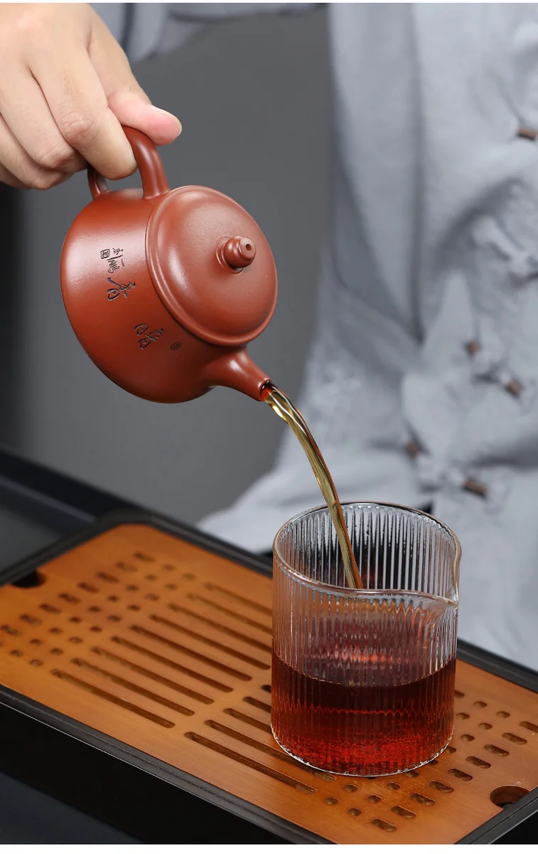 宜兴紫砂壶纯手工刻绘小品功夫茶具单壶原矿大红袍泡茶壶喜上眉梢 详情图 13