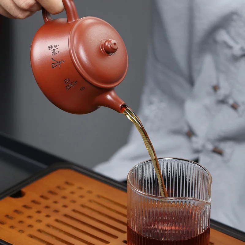 宜兴紫砂壶纯手工刻绘小品功夫茶具单壶原矿大红袍泡茶壶喜上眉梢 - 6