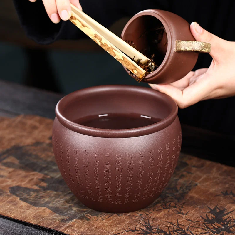 中号紫砂茶洗禅意功夫茶具配件洗茶缸水盂茶渣缸笔洗器家用洗杯碗 - 5