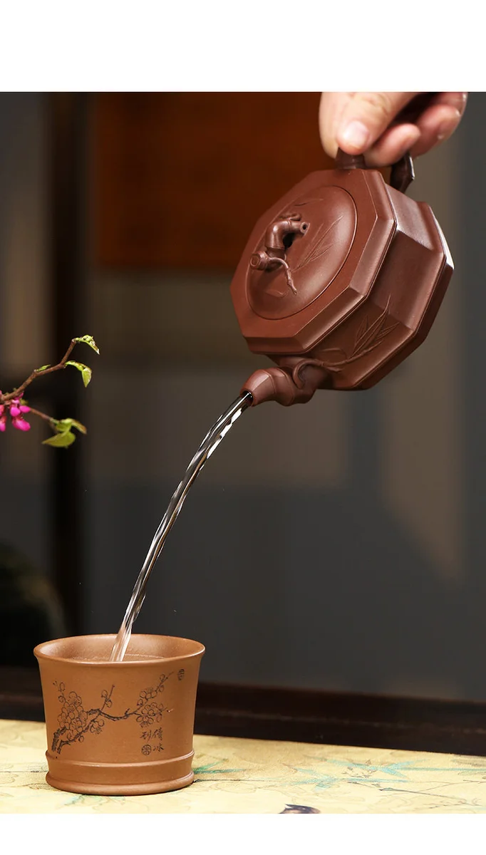 大容量宜兴紫砂壶纯手工方器大号泡茶壶家用茶具竹节壶八方竹段壶 详情图 10