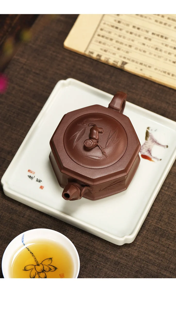 大容量宜兴紫砂壶纯手工方器大号泡茶壶家用茶具竹节壶八方竹段壶 详情图 4