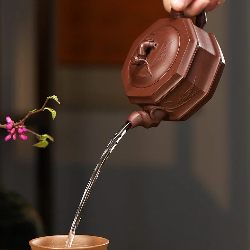 大容量宜兴紫砂壶纯手工方器大号泡茶壶家用茶具竹节壶八方竹段壶 - 6