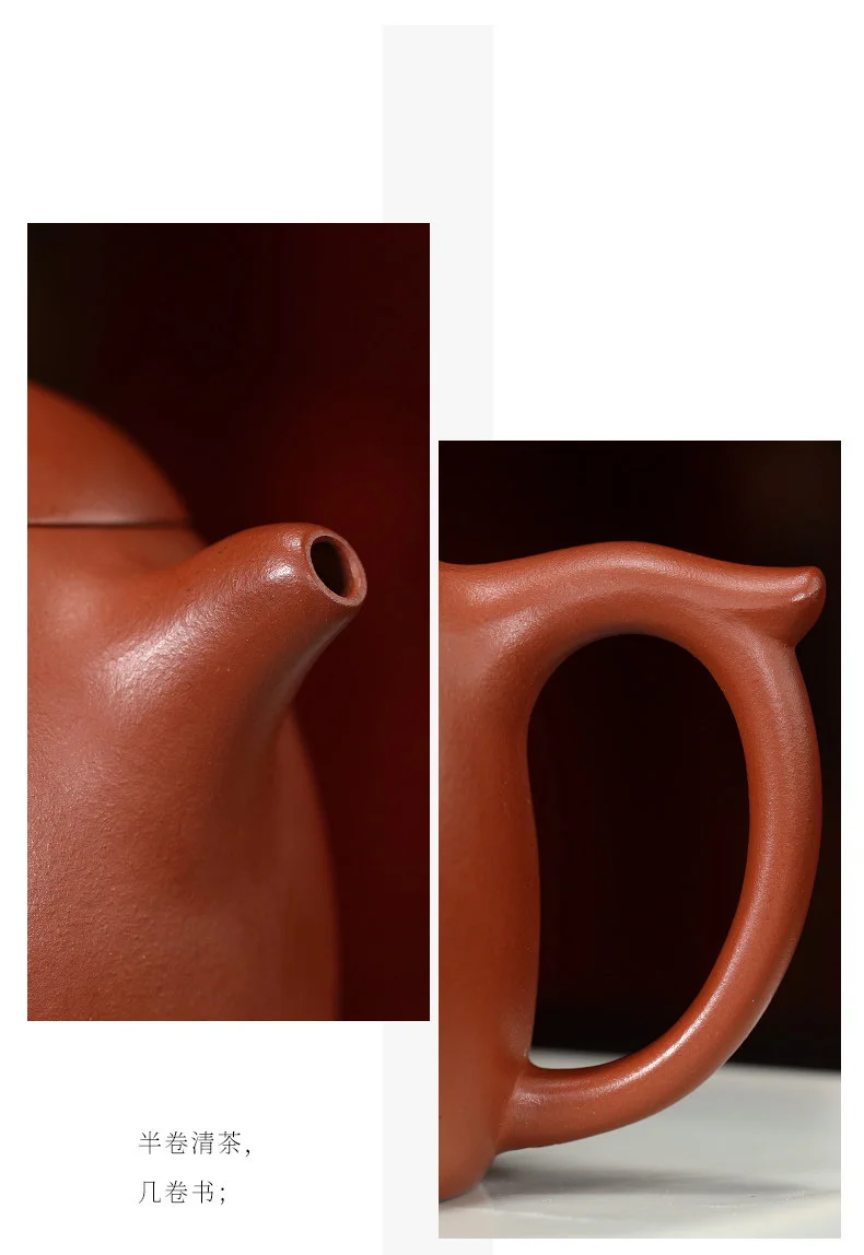 宜兴紫砂壶手工茶壶泡茶家用刻生肖马紫砂茶具单壶橘黄朱泥秦权壶 详情图 18