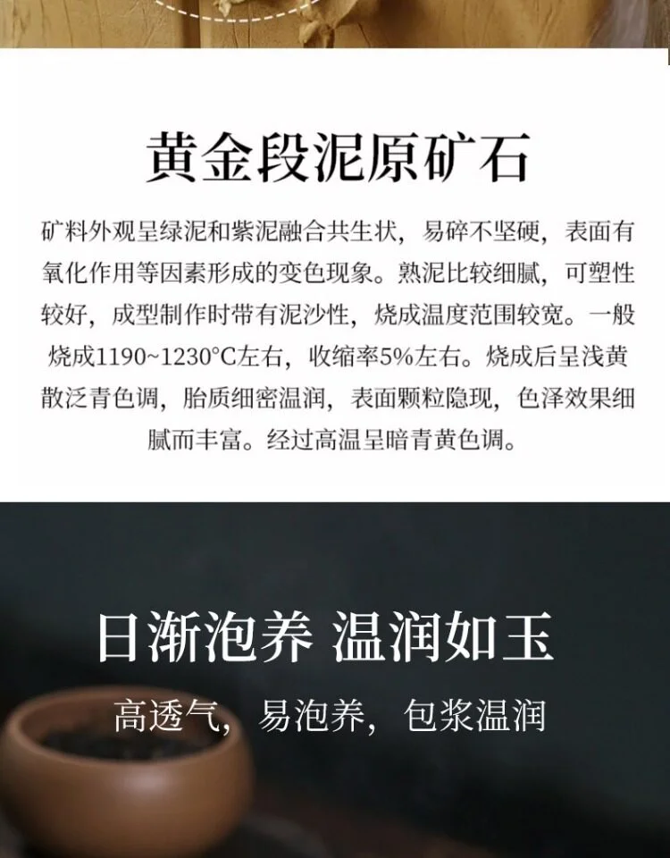 藏壶天下原矿黄金段泥宜兴紫砂壶纯手工泡茶壶单人家用茶具仿古壶 详情图 11
