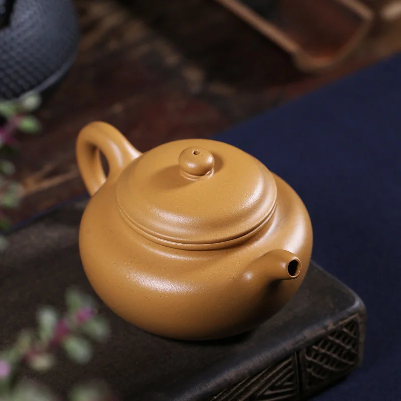 藏壶天下原矿黄金段泥宜兴紫砂壶纯手工泡茶壶单人家用茶具仿古壶 - 4
