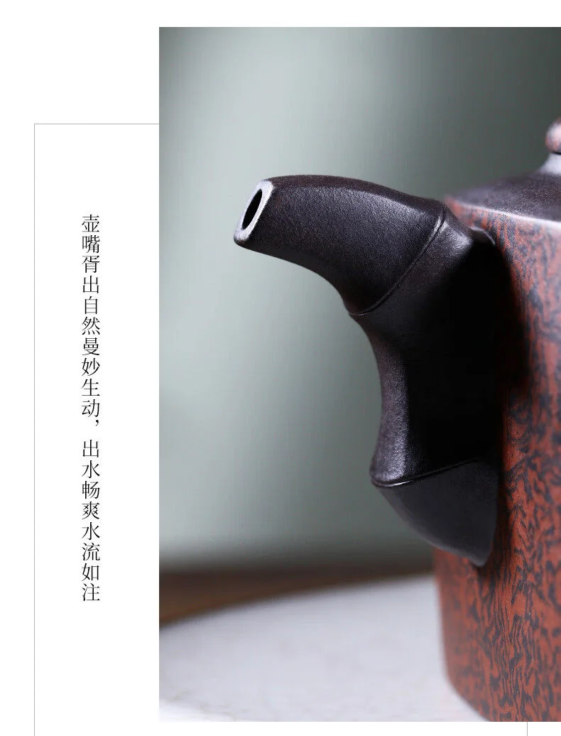 宜兴纯手工紫砂壶正宗原矿紫泥家用茶具方器泡茶壶绞泥四方仙竹壶 详情图 9