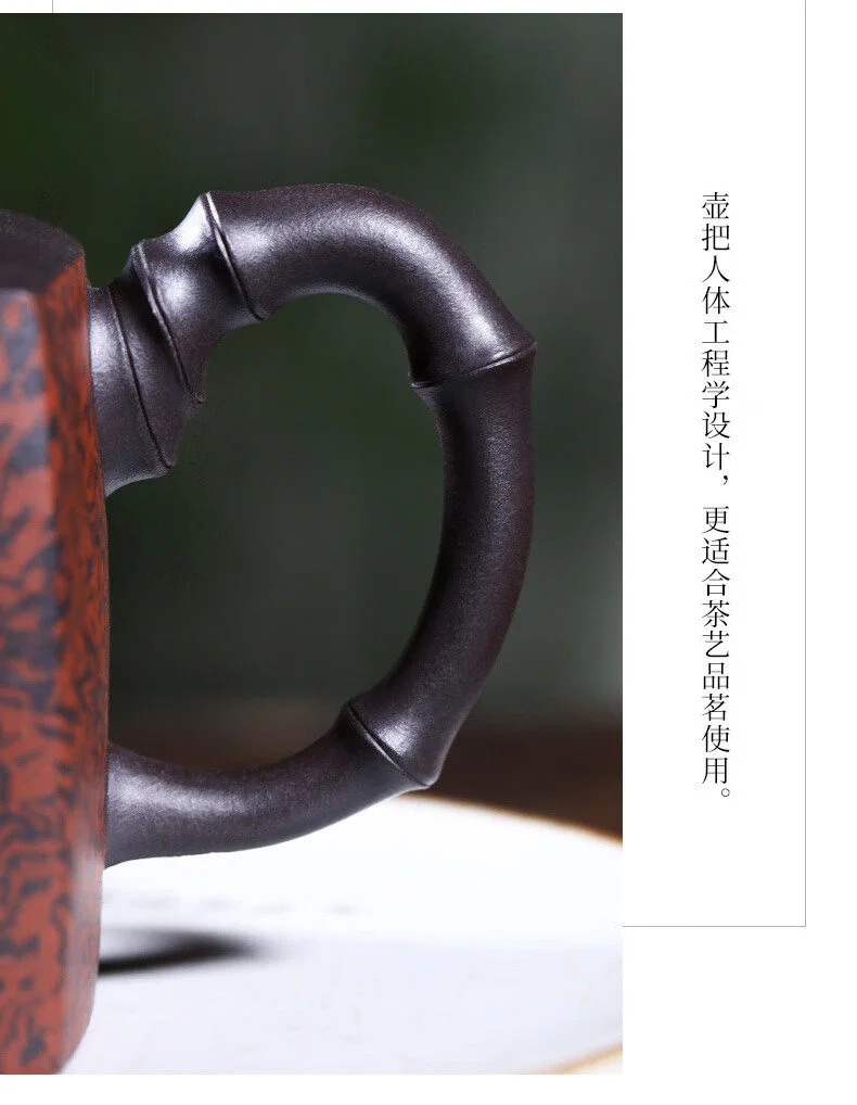 宜兴纯手工紫砂壶正宗原矿紫泥家用茶具方器泡茶壶绞泥四方仙竹壶 详情图 10