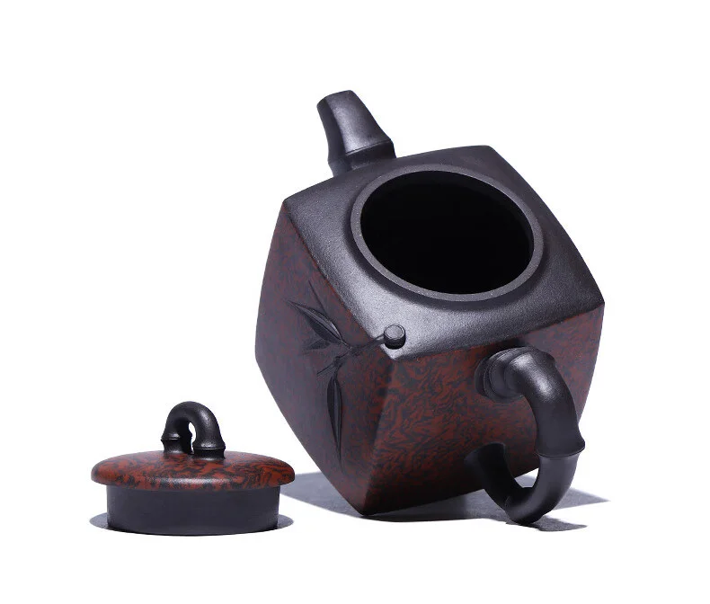宜兴纯手工紫砂壶正宗原矿紫泥家用茶具方器泡茶壶绞泥四方仙竹壶 详情图 15