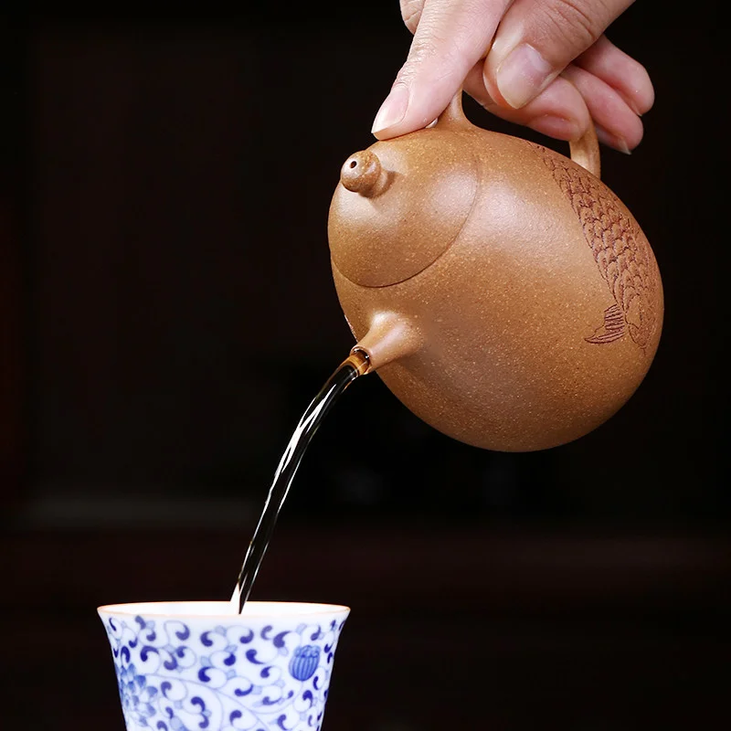 藏壶天下宜兴紫砂壶国工小茶壶单壶芝麻段全手工双面刻绘龙蛋壶 - 6