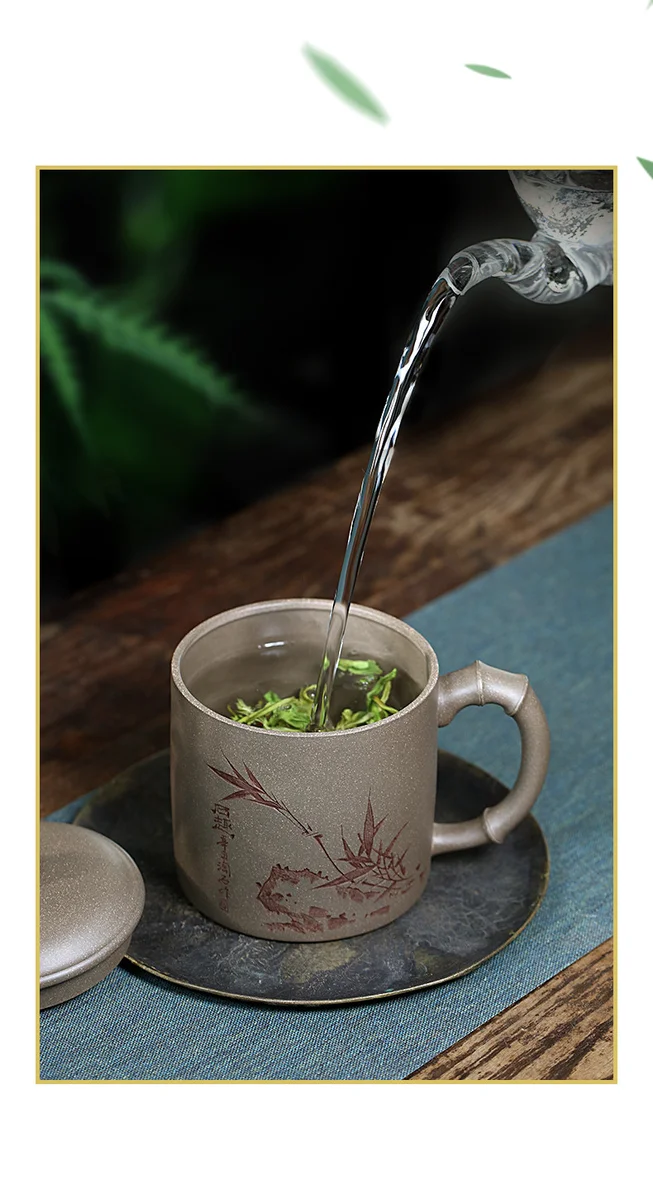 个人专用茶杯办公茶具宜兴紫砂杯男士泡茶杯带盖纯手工太湖石盖杯 详情图 13