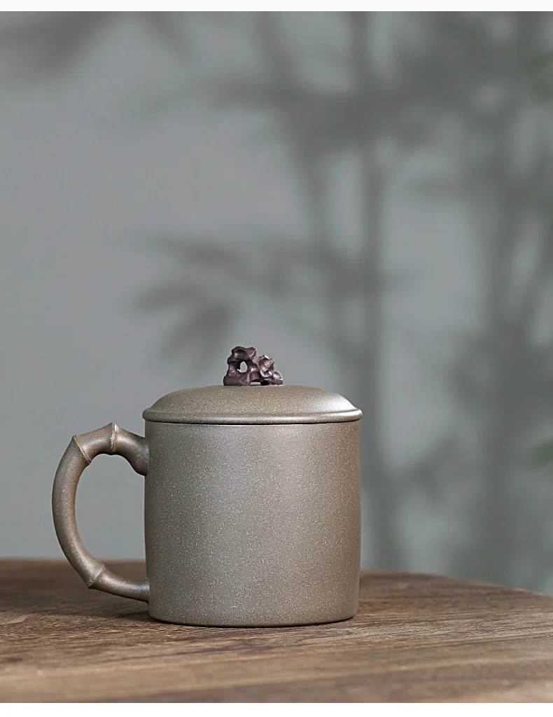 个人专用茶杯办公茶具宜兴紫砂杯男士泡茶杯带盖纯手工太湖石盖杯 详情图 3
