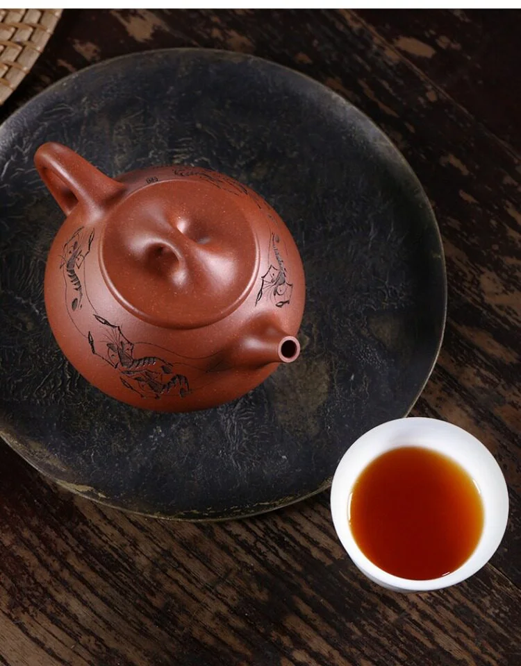 小容量宜兴紫砂壶纯手工功夫茶具泡茶壶原矿底槽清虾趣景舟石瓢壶 详情图 16