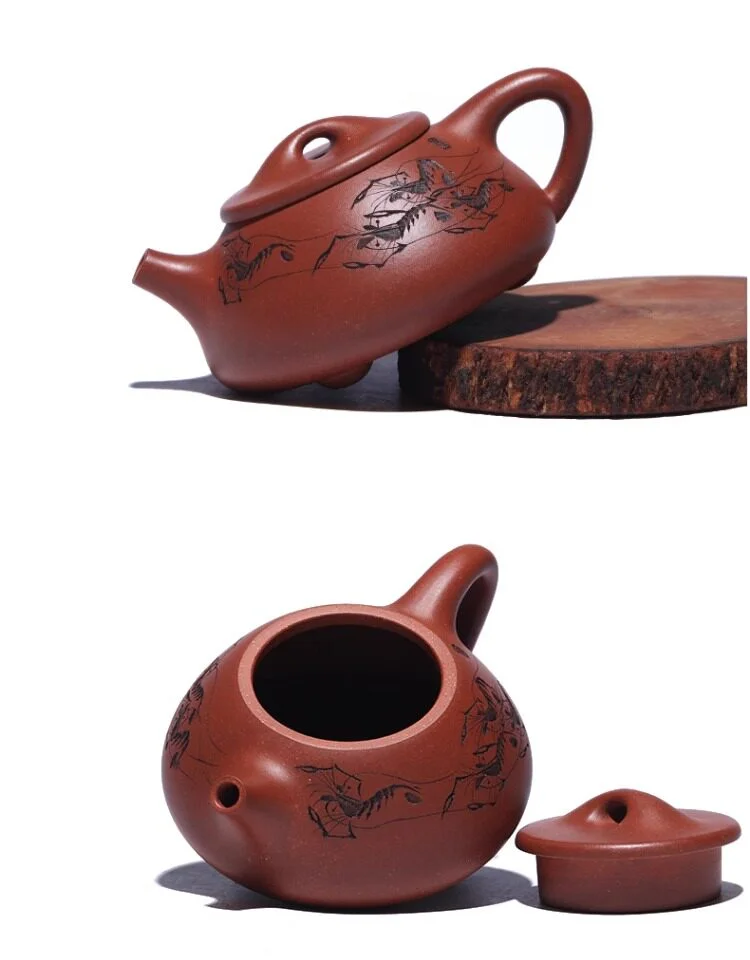 小容量宜兴紫砂壶纯手工功夫茶具泡茶壶原矿底槽清虾趣景舟石瓢壶 详情图 20