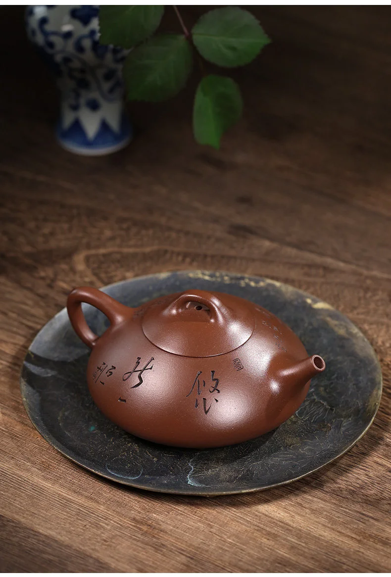 宜兴紫砂壶纯手工刻绘功夫茶具原矿家藏老紫泥家用泡茶壶东坡石瓢 详情图 17