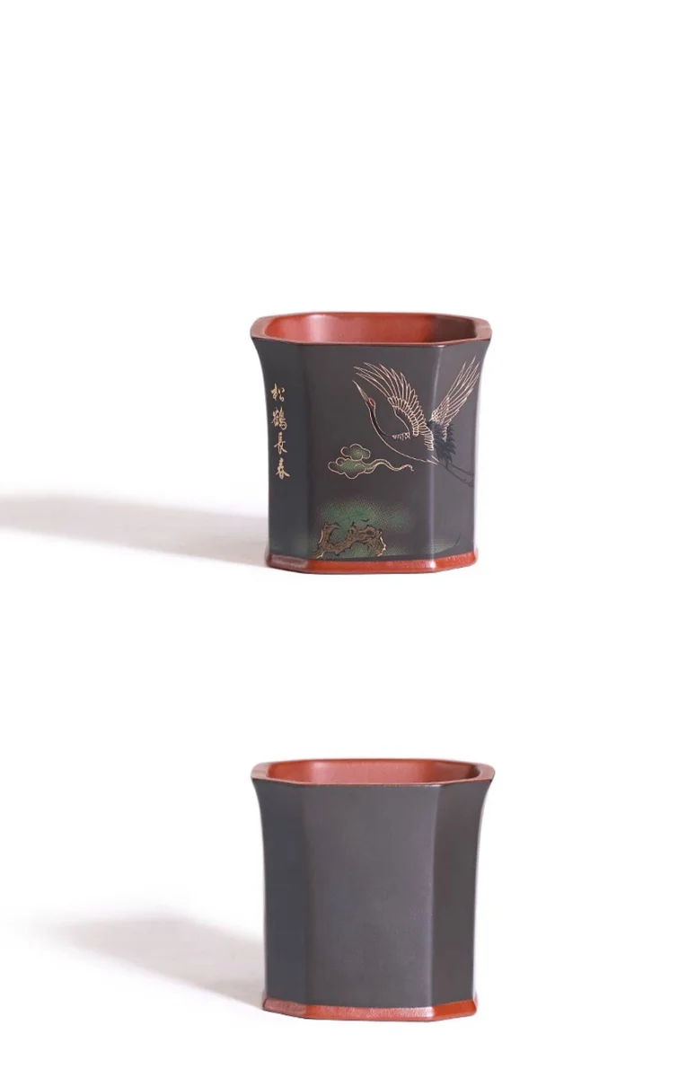宜兴紫砂品茗杯功夫茶杯纯手工刻绘松鹤主人杯个人专用茶盏茶碗 详情图 20