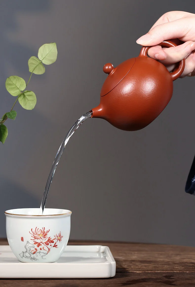 宜兴紫砂壶纯手工功夫茶具家用泡茶壶原矿梨皮大红袍全手工西施壶 详情图 19
