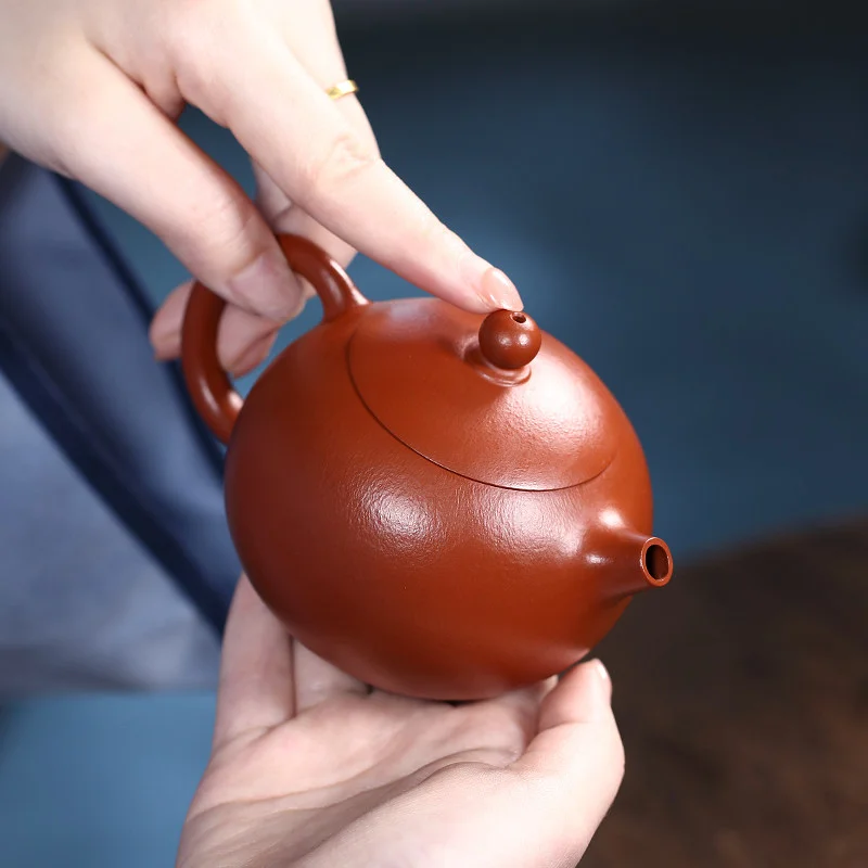 宜兴紫砂壶纯手工功夫茶具家用泡茶壶原矿梨皮大红袍全手工西施壶 - 5