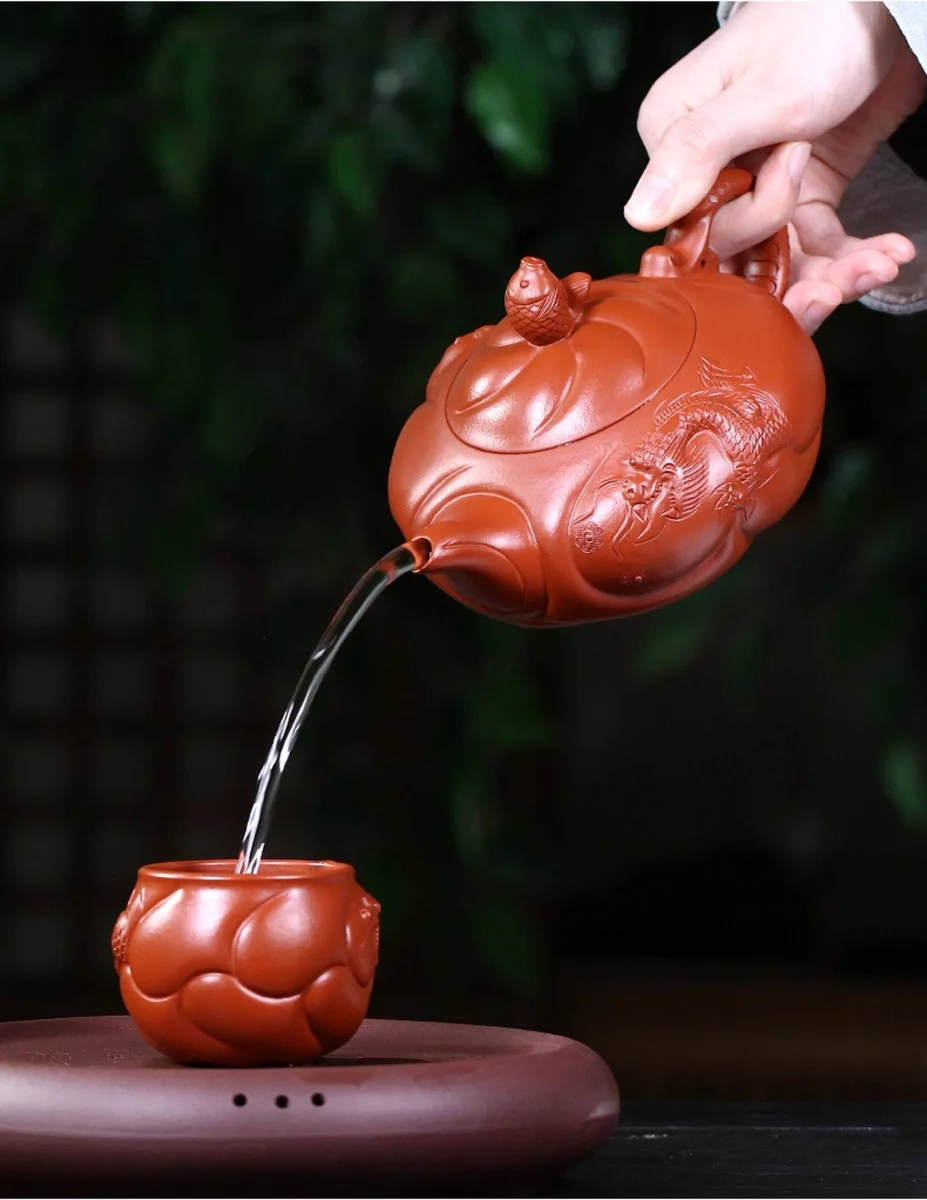 正宗原矿朱泥宜兴名家紫砂壶纯手工茶壶家用茶具套装全手工鱼化龙 详情图 22