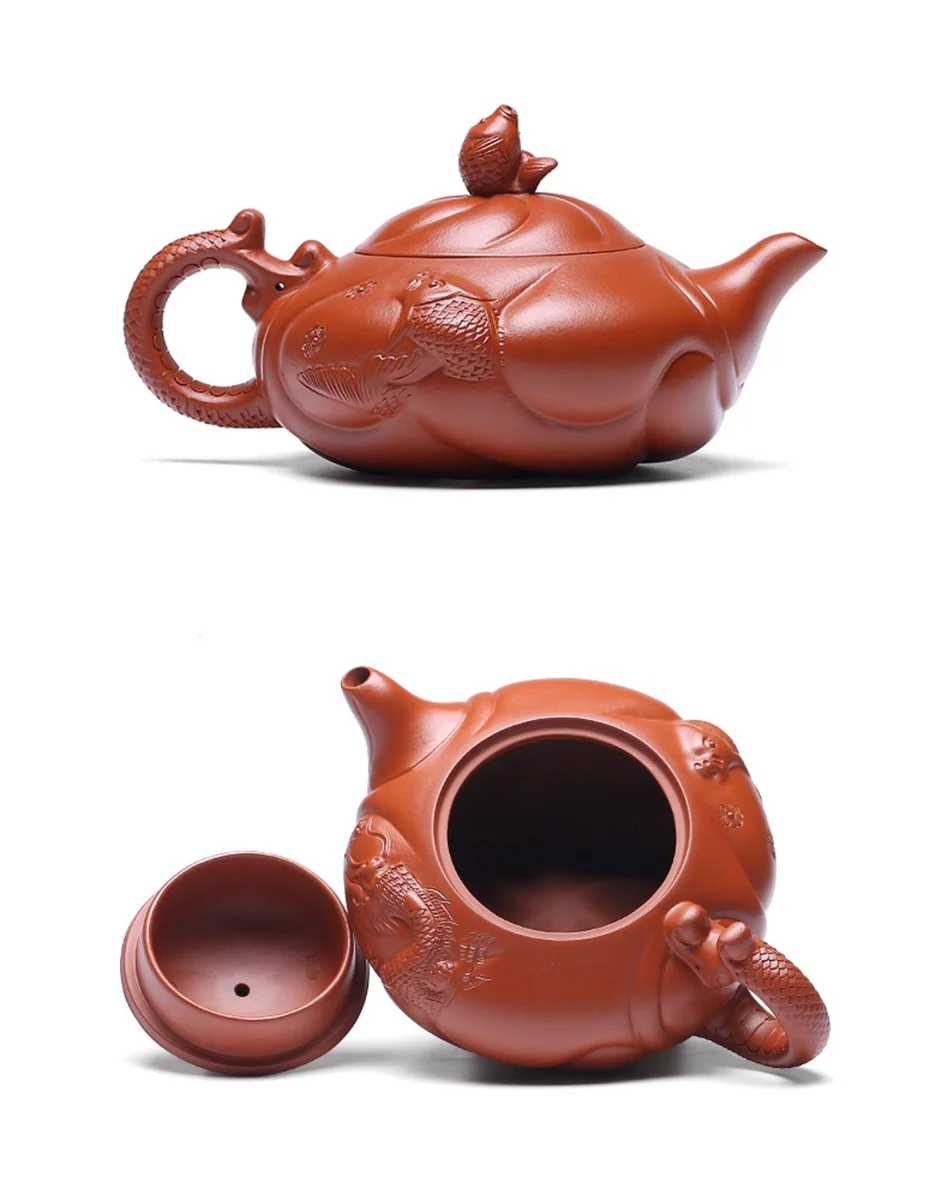 正宗原矿朱泥宜兴名家紫砂壶纯手工茶壶家用茶具套装全手工鱼化龙 详情图 24