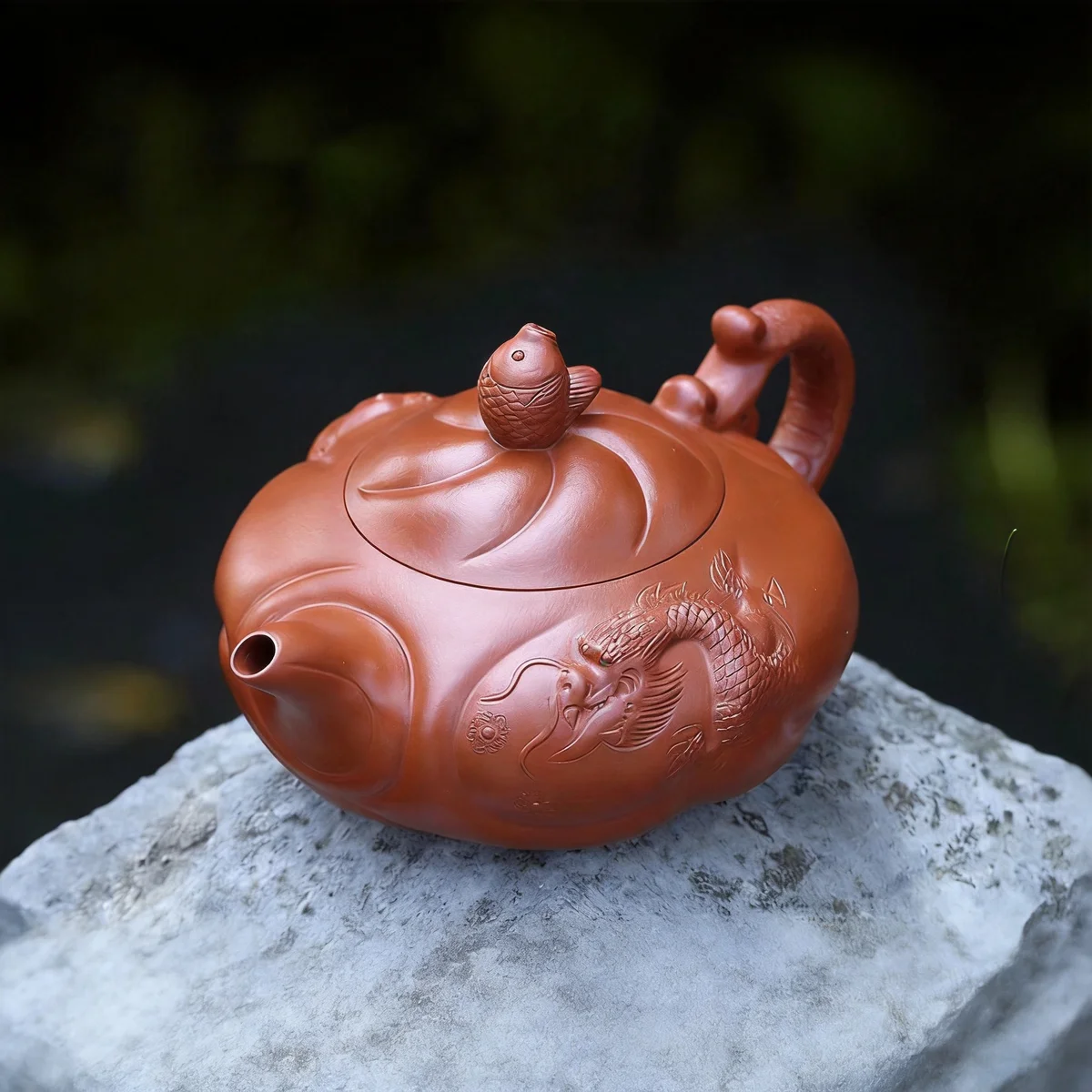 正宗原矿朱泥宜兴名家紫砂壶纯手工茶壶家用茶具套装全手工鱼化龙