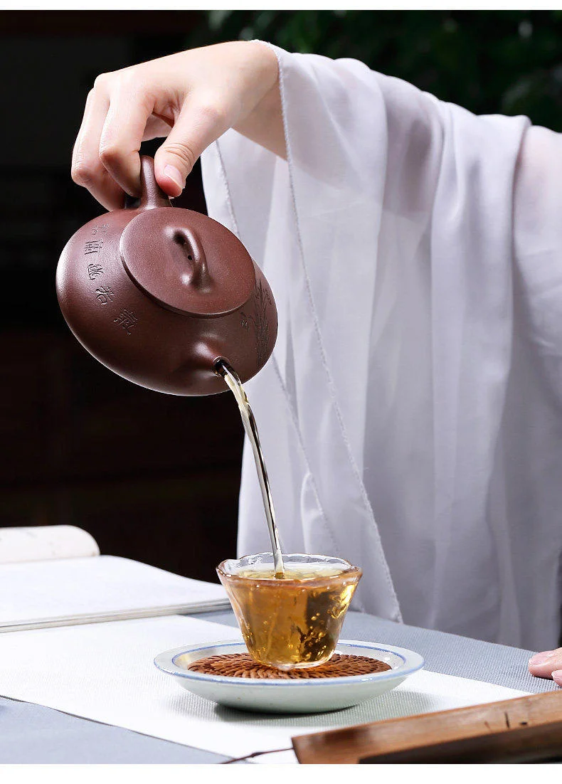 正宗宜兴紫砂壶纯手工刻绘泡茶壶原矿紫泥家用功夫茶具套装石瓢壶 详情图 16