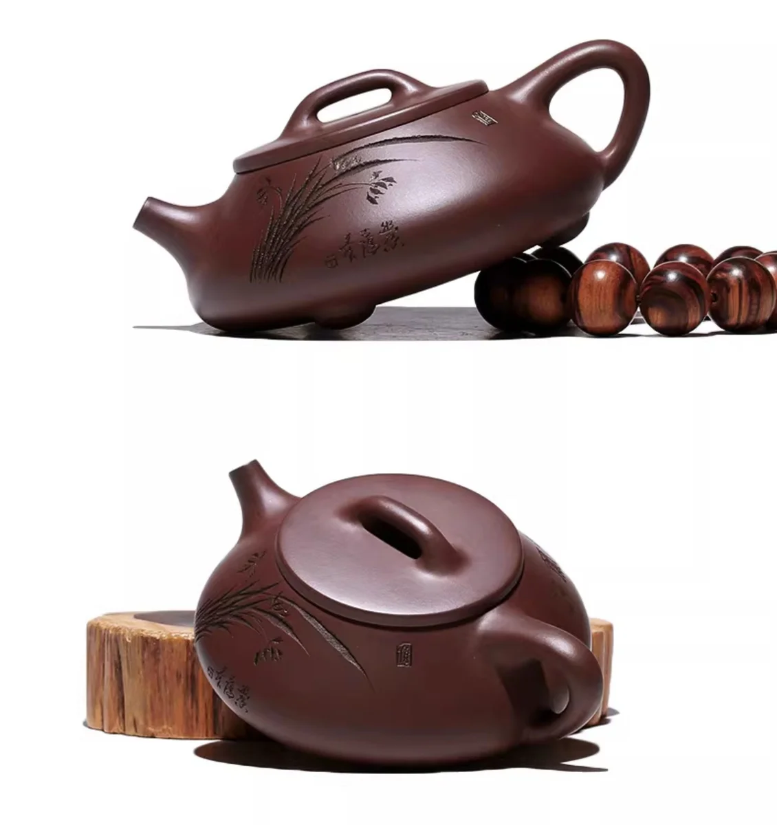 正宗宜兴紫砂壶纯手工刻绘泡茶壶原矿紫泥家用功夫茶具套装石瓢壶 详情图 20