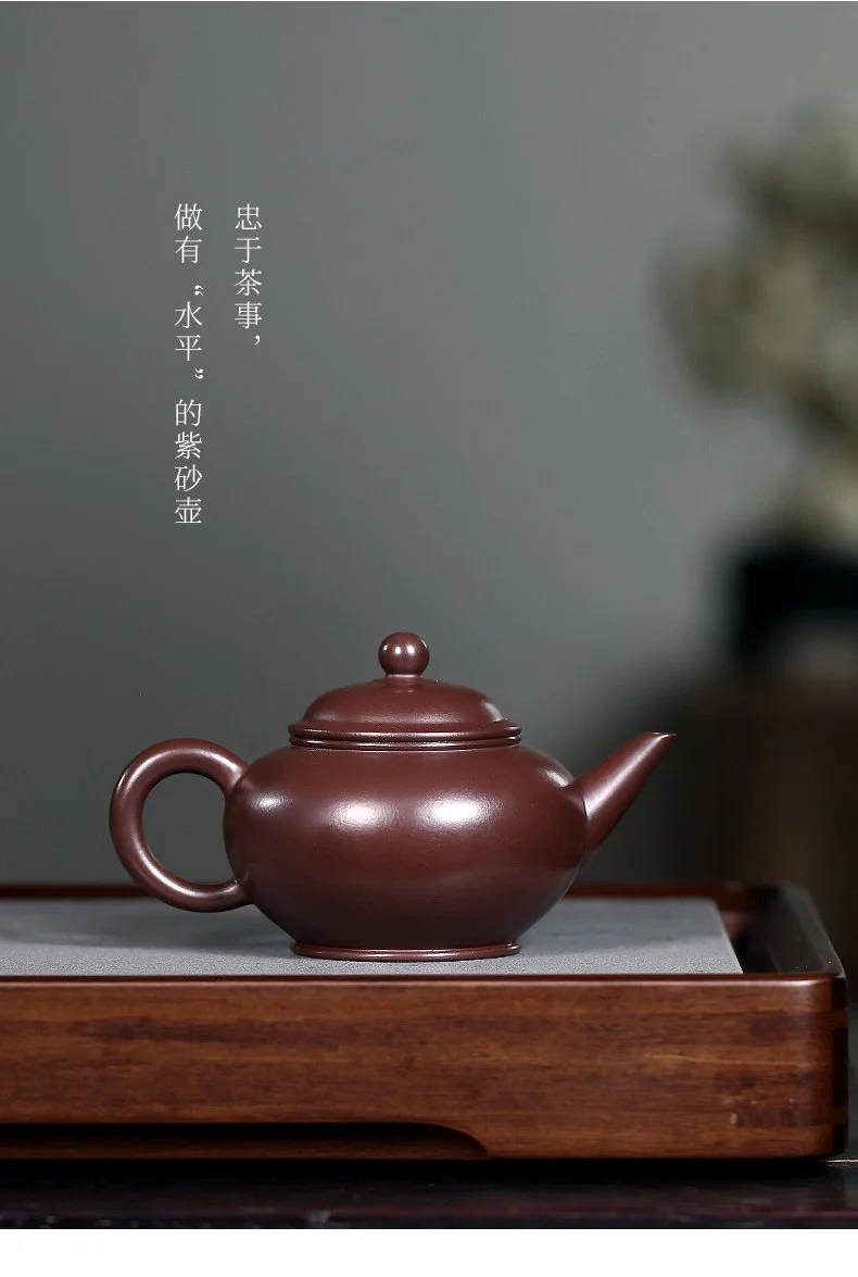 小容量宜兴紫砂壶纯手工家用功夫茶具原矿紫茄泥一人用泡茶壶水平 详情图 3