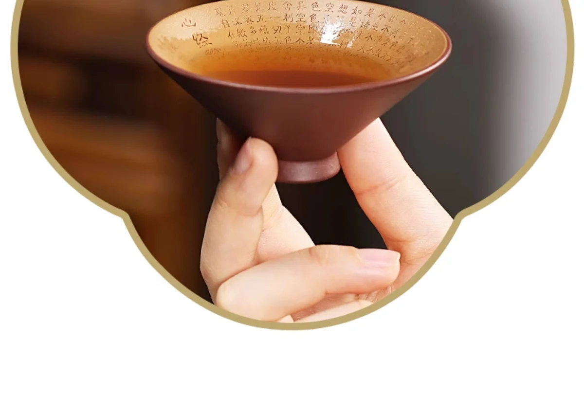 宜兴紫砂品茗杯功夫茶杯个人专用茶盏茶碗段泥粉浆心经斗笠主人杯 详情图 4