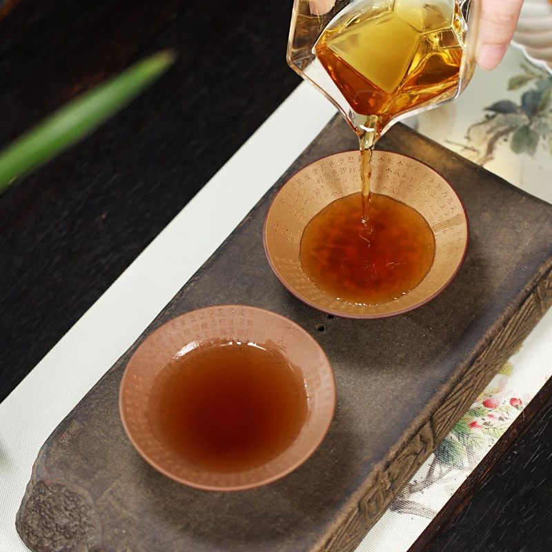 宜兴紫砂品茗杯功夫茶杯个人专用茶盏茶碗段泥粉浆心经斗笠主人杯 - 6