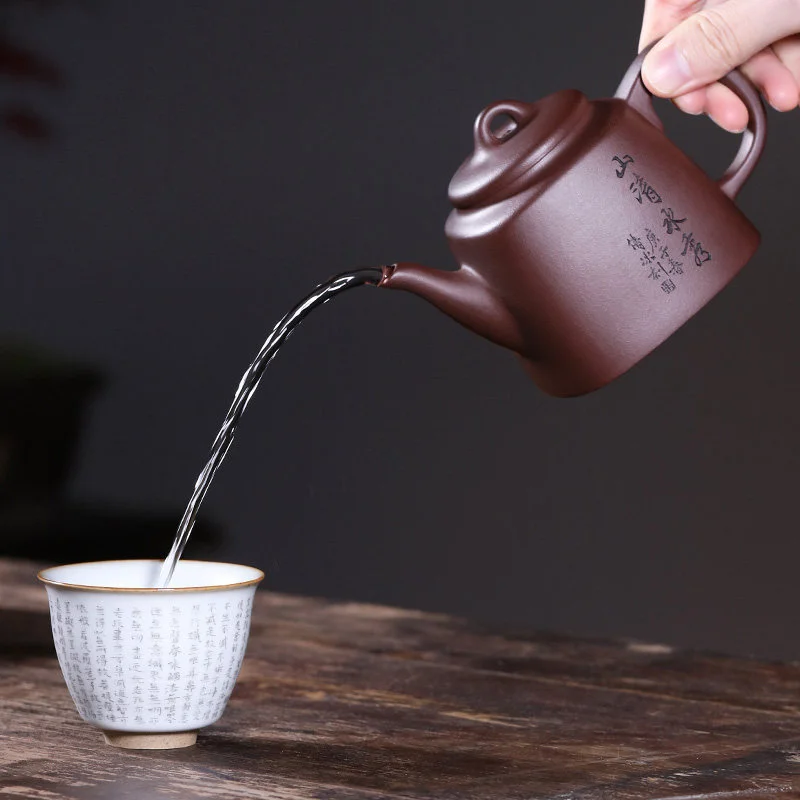 藏壶天下宜兴紫砂壶紫泥小容量泡茶壶单人纯手工刻绘四方功夫茶具 - 6