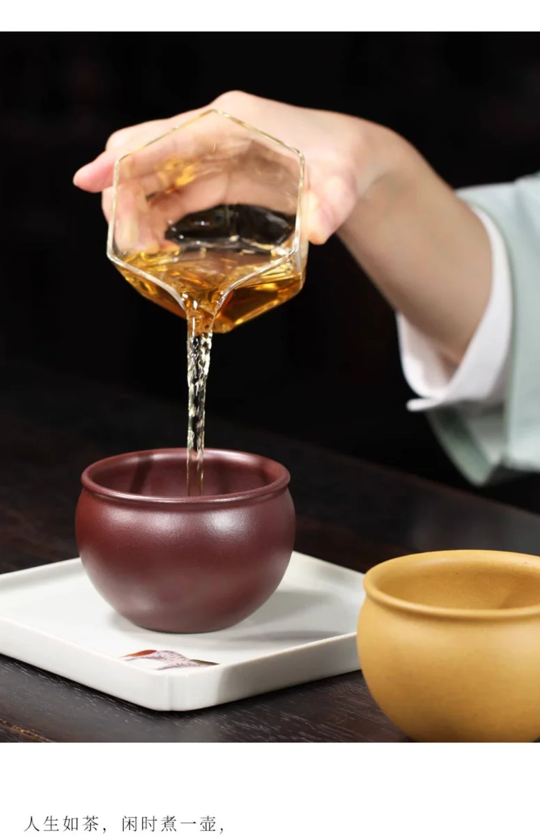紫砂品茗杯男士功夫茶杯个人专用茶盏茶碗原矿石黄黄段容天主人杯 详情图 4