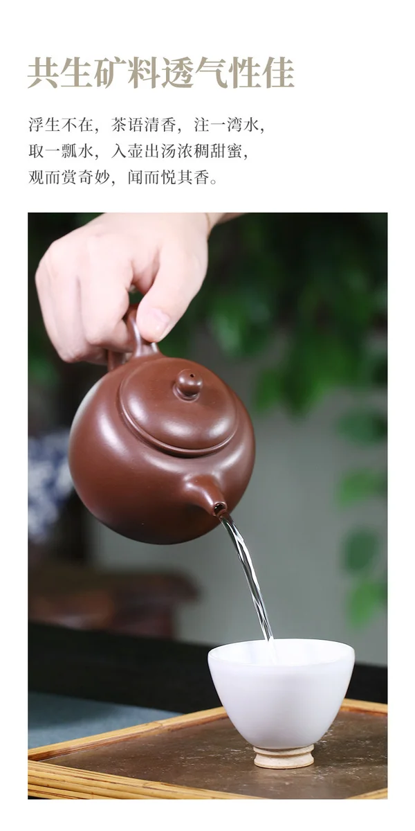 宜兴紫砂壶纯手工家用泡茶壶单壶原矿老紫泥紫砂茶具匏尊壶240ml 详情图 17