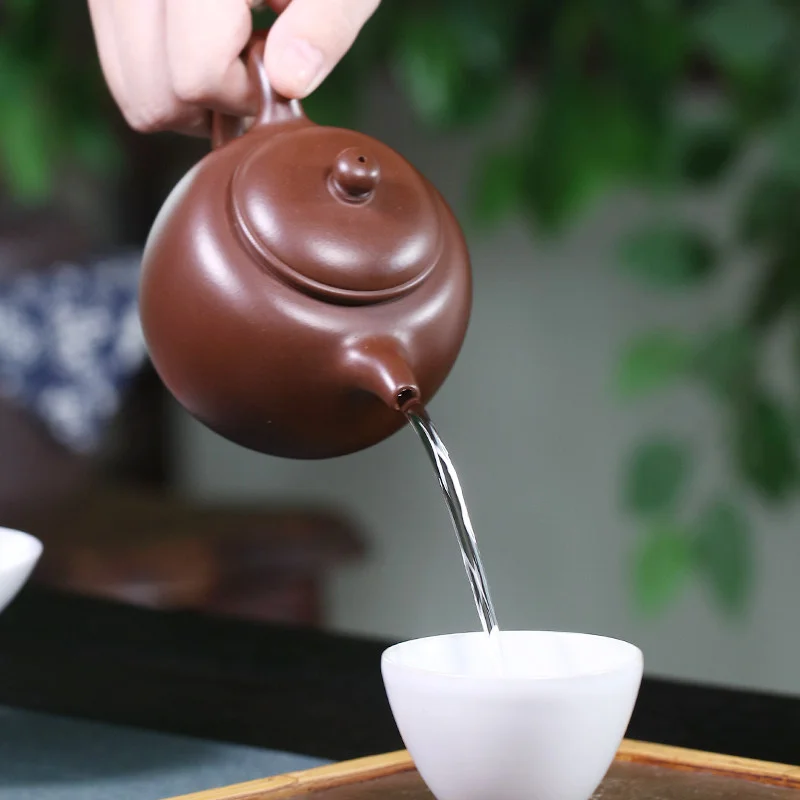 宜兴紫砂壶纯手工家用泡茶壶单壶原矿老紫泥紫砂茶具匏尊壶240ml - 4