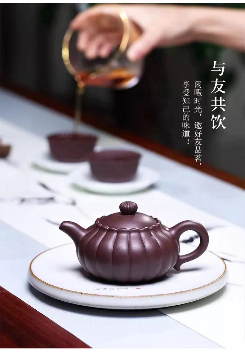 原矿朱泥宜兴名家纯手工筋纹紫砂壶小茶壶单人功夫茶具家用泡茶壶 详情图 16