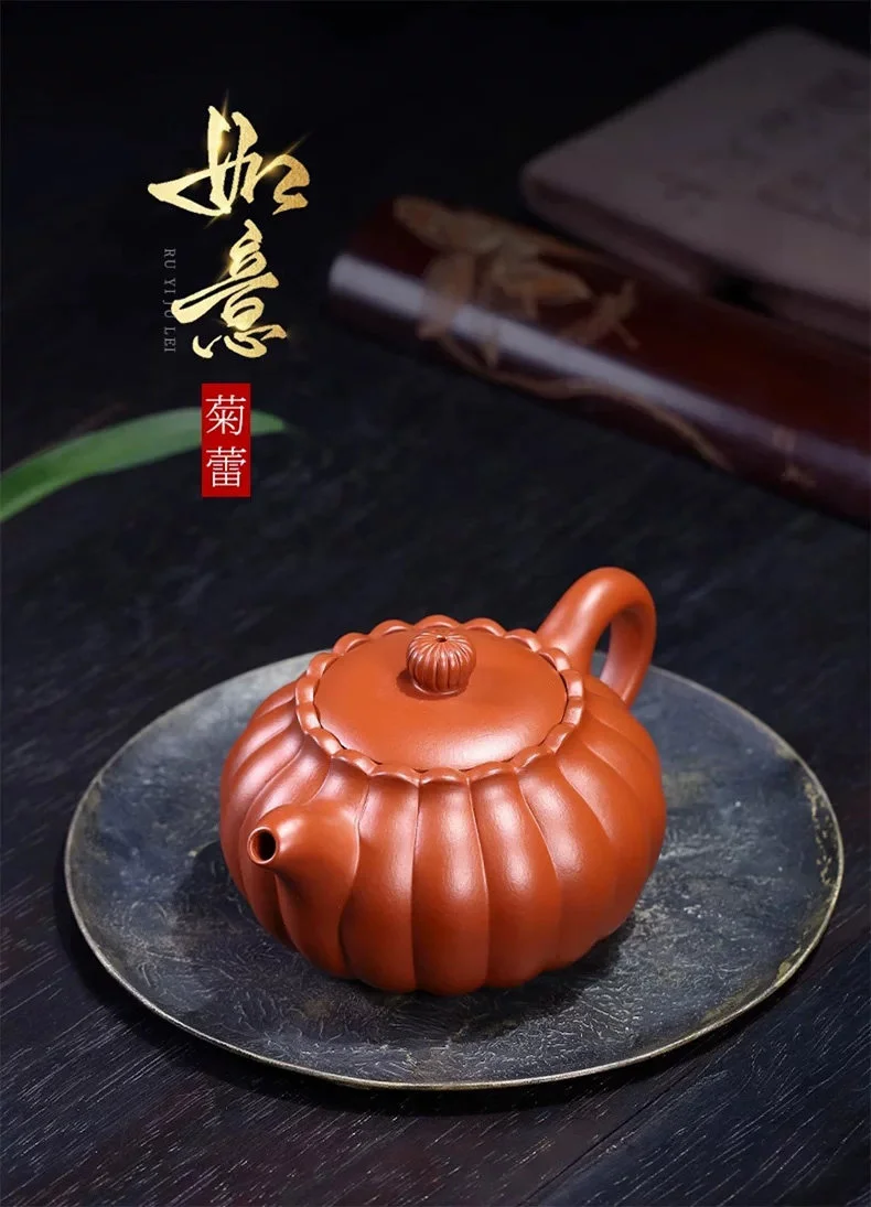 原矿朱泥宜兴名家纯手工筋纹紫砂壶小茶壶单人功夫茶具家用泡茶壶 详情图 1
