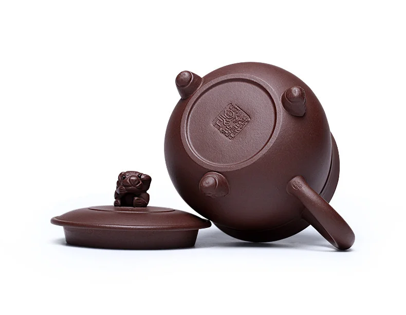 宜兴紫砂杯纯手工内胆过滤茶水分离泡茶杯带盖紫泥狮球隔舱盖杯 详情图 32