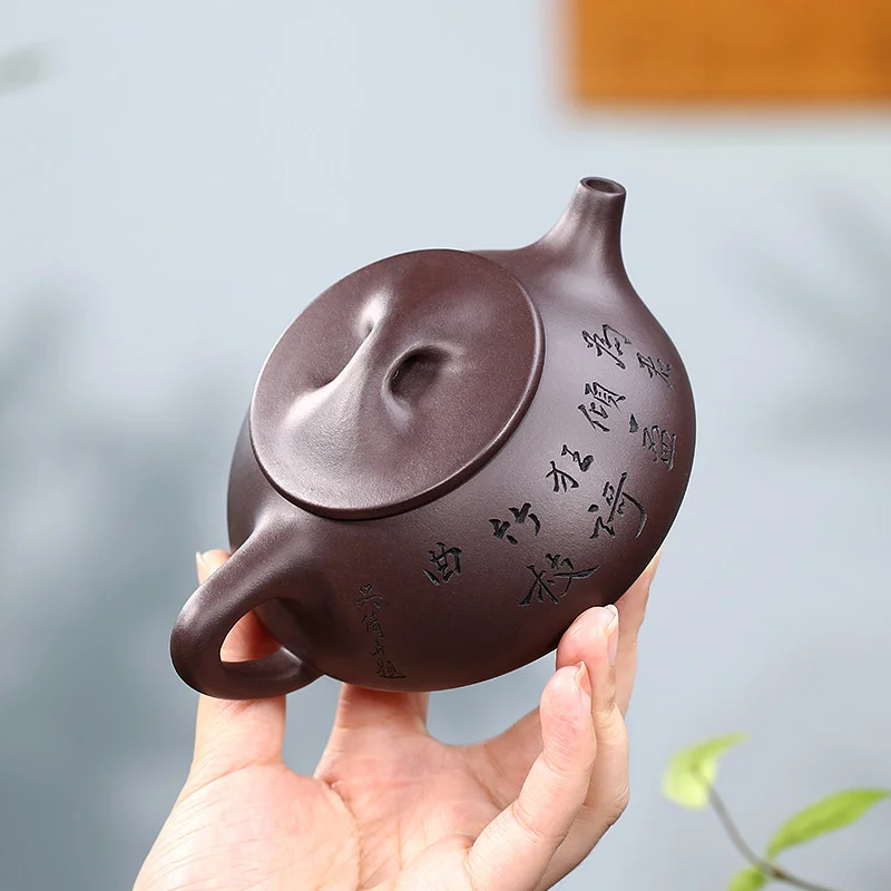 宜兴紫砂壶纯手工紫砂茶具深井紫泥家用泡茶壶套装复刻景舟石瓢壶 - 5