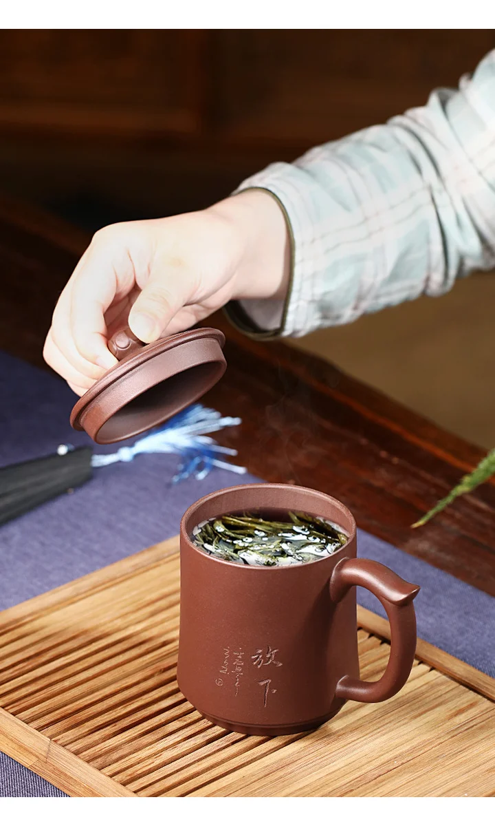 大容量宜兴主人杯纯手工男士泡茶杯带盖个人专用办公茶具紫砂盖杯 详情图 10
