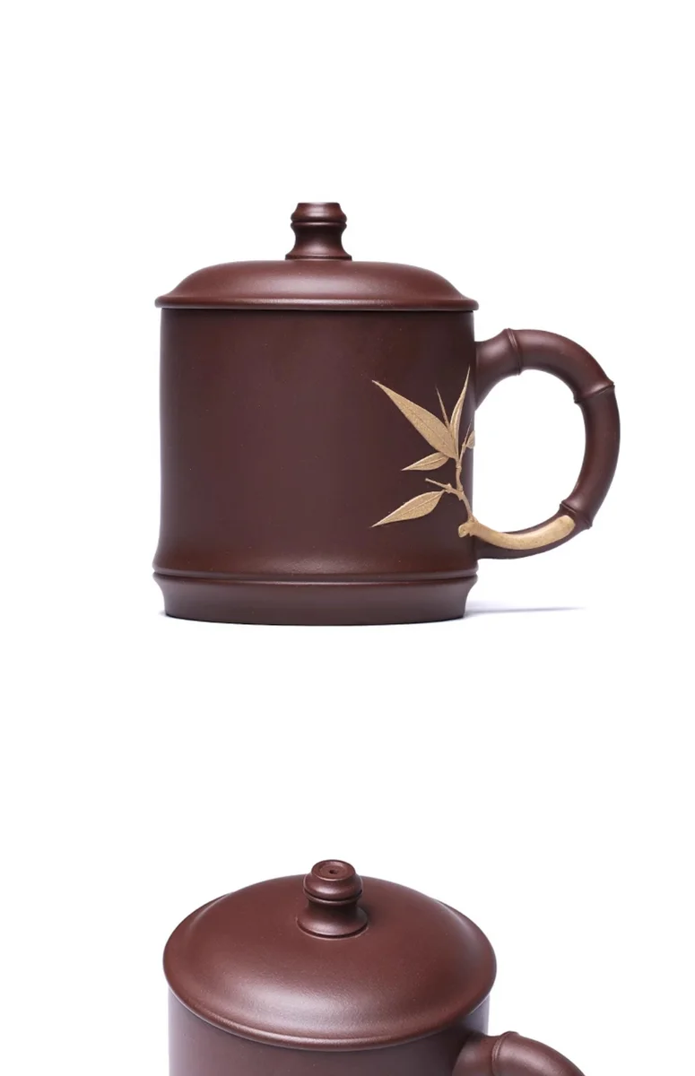 大容量个人专用办公茶具宜兴紫砂杯男士泡茶杯带盖纯手工贴花盖杯 详情图 14