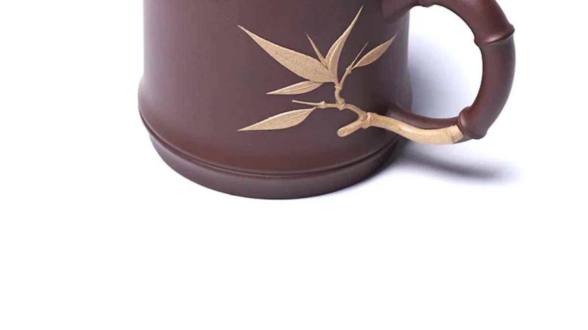 大容量个人专用办公茶具宜兴紫砂杯男士泡茶杯带盖纯手工贴花盖杯 详情图 15