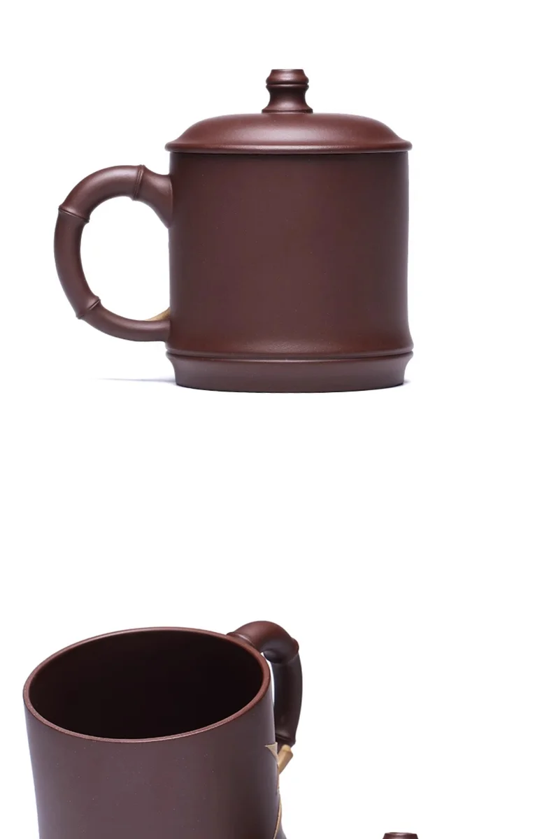 大容量个人专用办公茶具宜兴紫砂杯男士泡茶杯带盖纯手工贴花盖杯 详情图 16